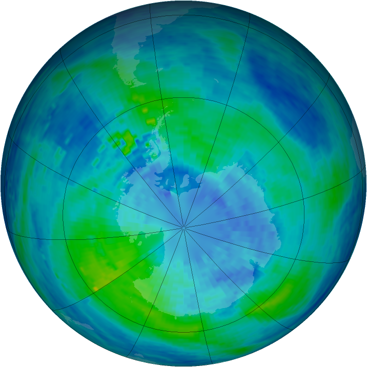 Antarctic ozone map for 27 March 1994